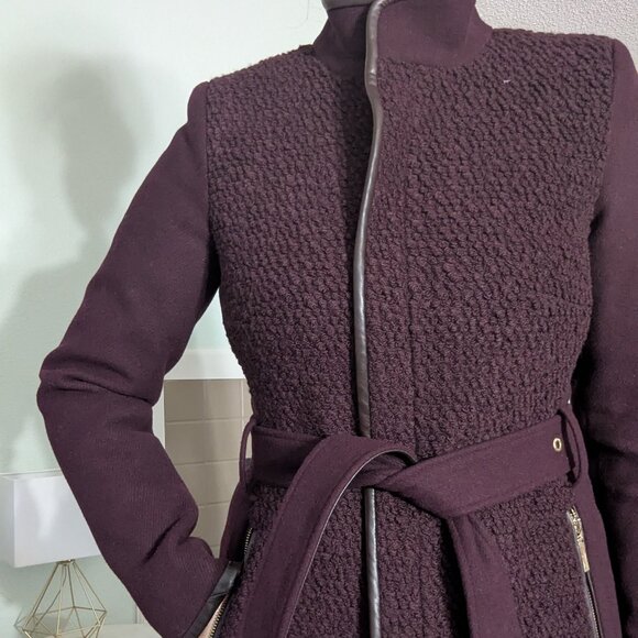 NWT Vince Camuto Burgundy Bouclé Coat Size S - Picture 4 of 15